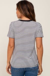 White Striped Basic Maternity Tee sold by Pinkblush