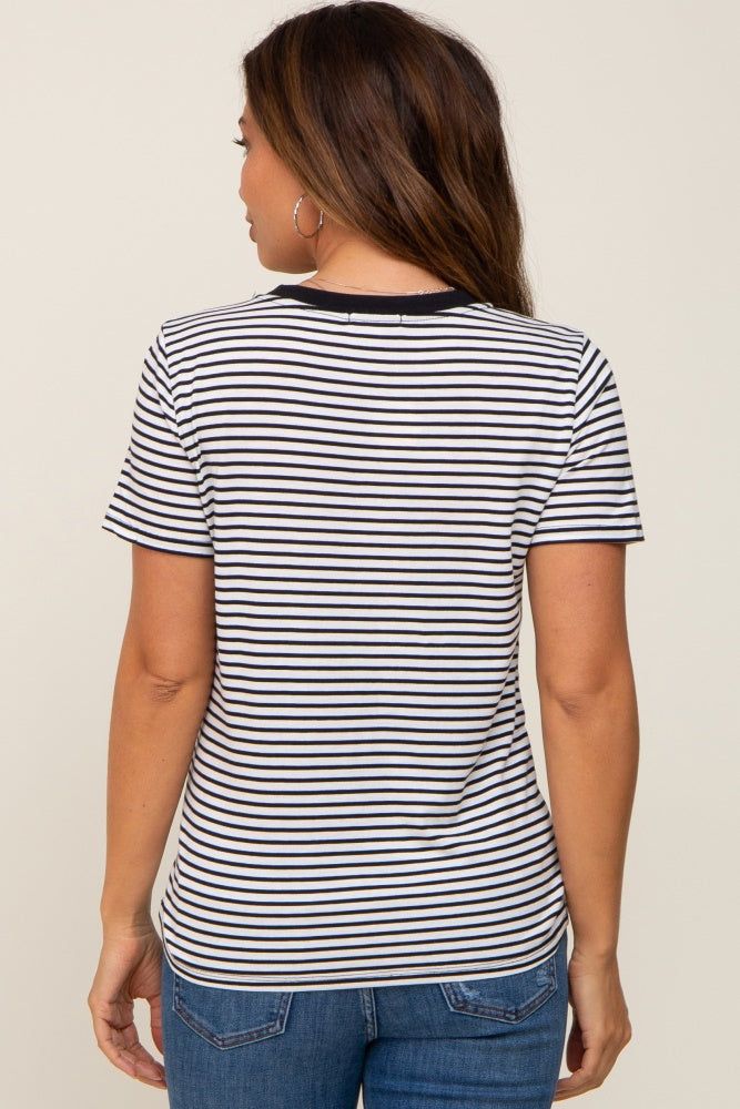 White Striped Basic Maternity Tee sold by Pinkblush product image thumbnail 3