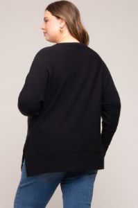 Black Dolman Sleeve Side Slit Maternity Plus Sweater sold by Pinkblush