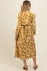 Gold Abstract Floral Gathered Front Maternity Midi Dress sold by Pinkblush