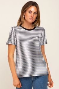 White Striped Basic Maternity Tee sold by Pinkblush