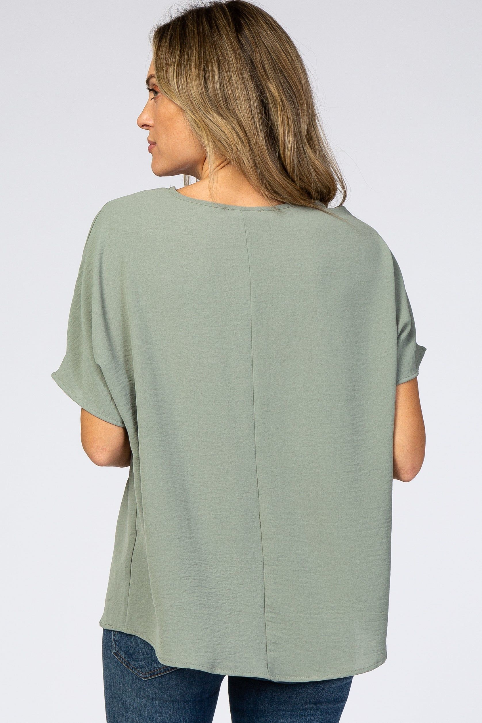 Light Olive Short Sleeve Blouse sold by Pinkblush product image thumbnail 4
