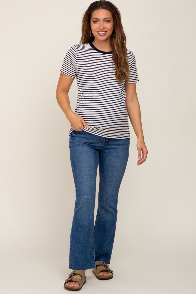 White Striped Basic Maternity Tee sold by Pinkblush product image thumbnail 4