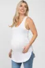White Racerback Curved Hem Maternity Tank Top sold by Pinkblush