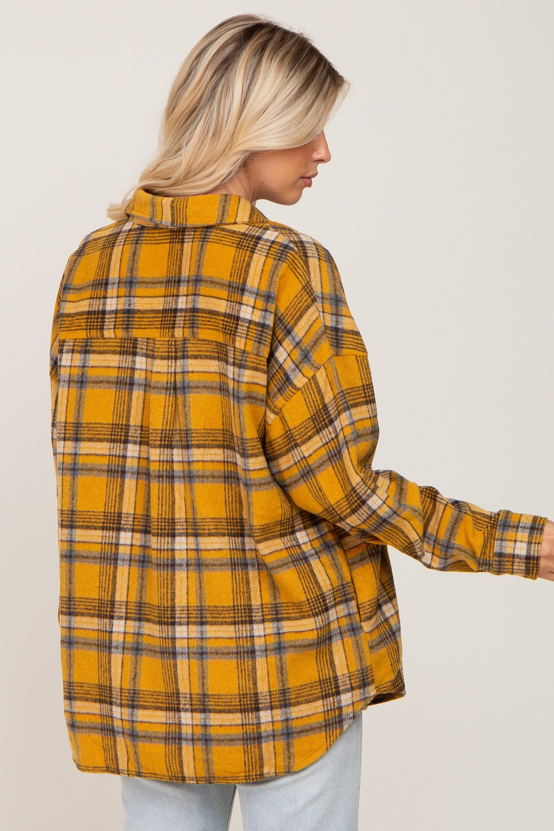 Mustard Plaid Shirt Jacket sold by Pinkblush product image thumbnail 3