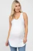 White Racerback Curved Hem Maternity Tank Top sold by Pinkblush