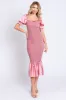 Pink Smocked Satin Midi Dress sold by Pinkblush