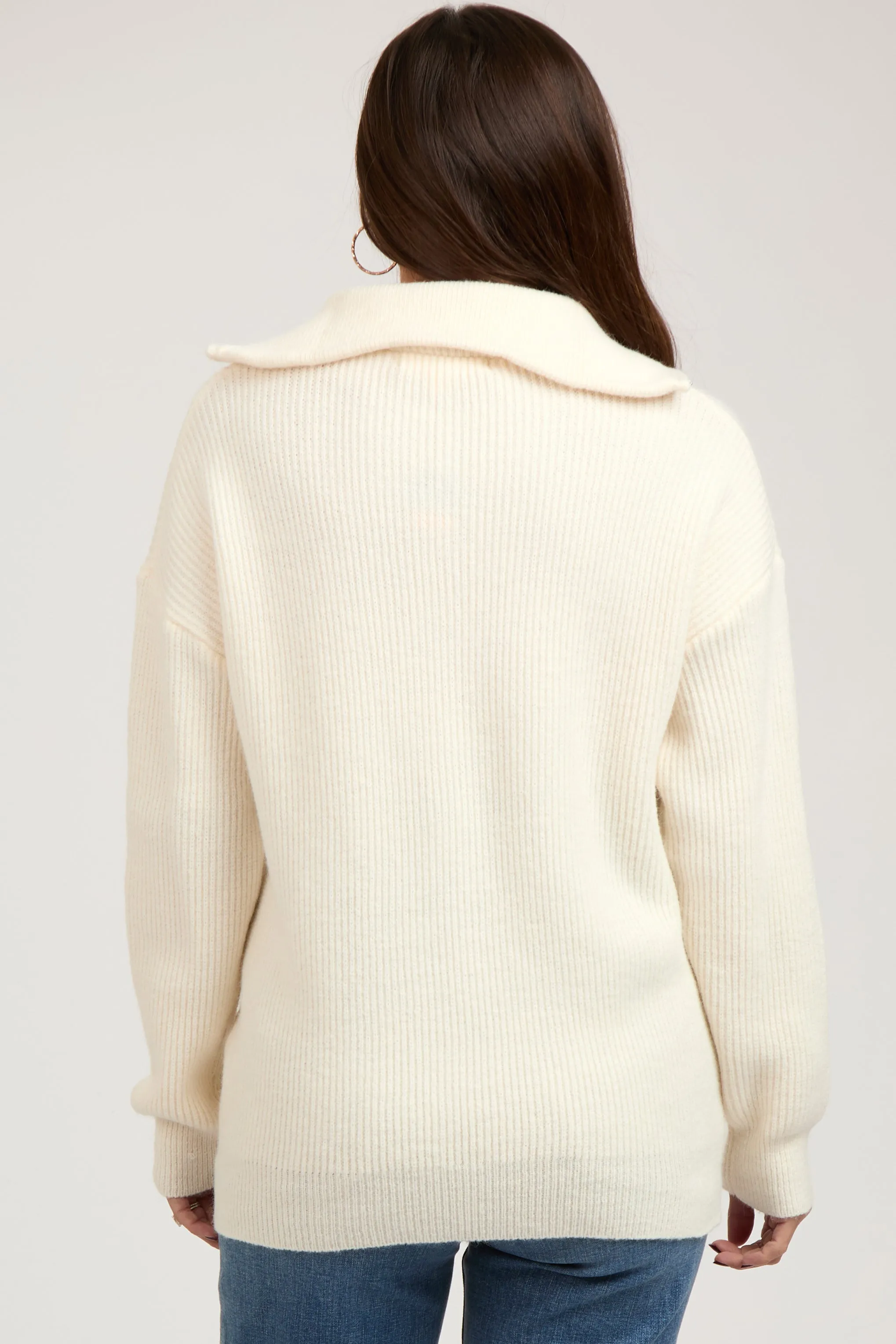 Cream Half Zip Maternity Sweater sold by Pinkblush product image thumbnail 4
