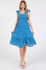 Blue Sleeveless Smocked Tiered Midi Dress sold by Pinkblush