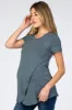 Dark Teal Layered Wrap Front Maternity Nursing Top sold by Pinkblush