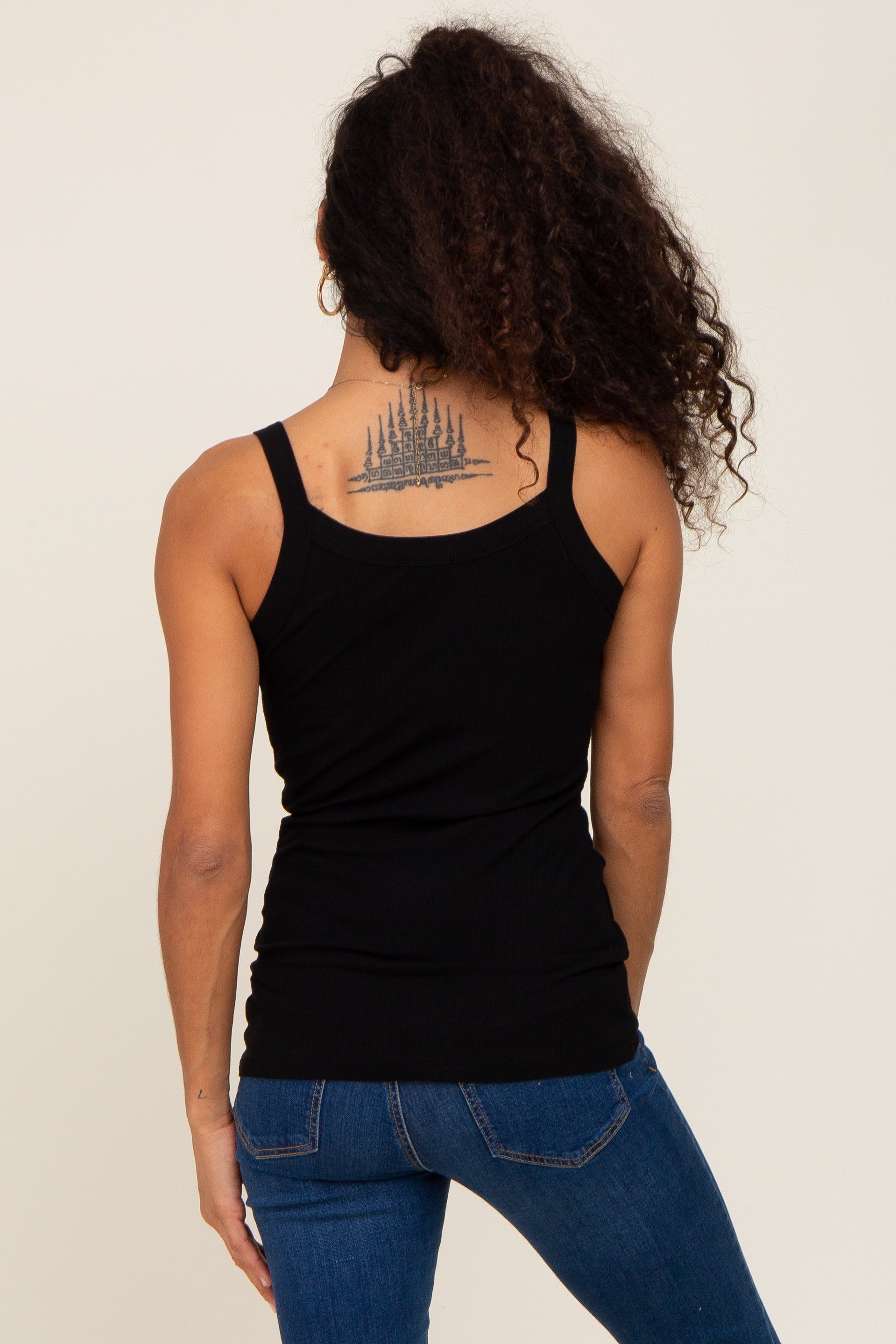 Black Ribbed Tank Top sold by Pinkblush product image thumbnail 3