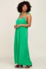 Green Linen V-Neck Tie Strap Maxi Dress sold by Pinkblush
