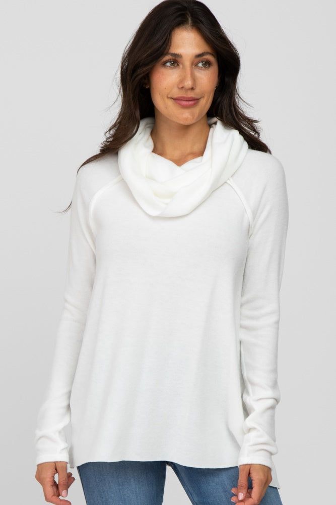 Ivory Brushed Knit Cowl Neck Long Sleeve Maternity Top sold by Pinkblush product image thumbnail 5