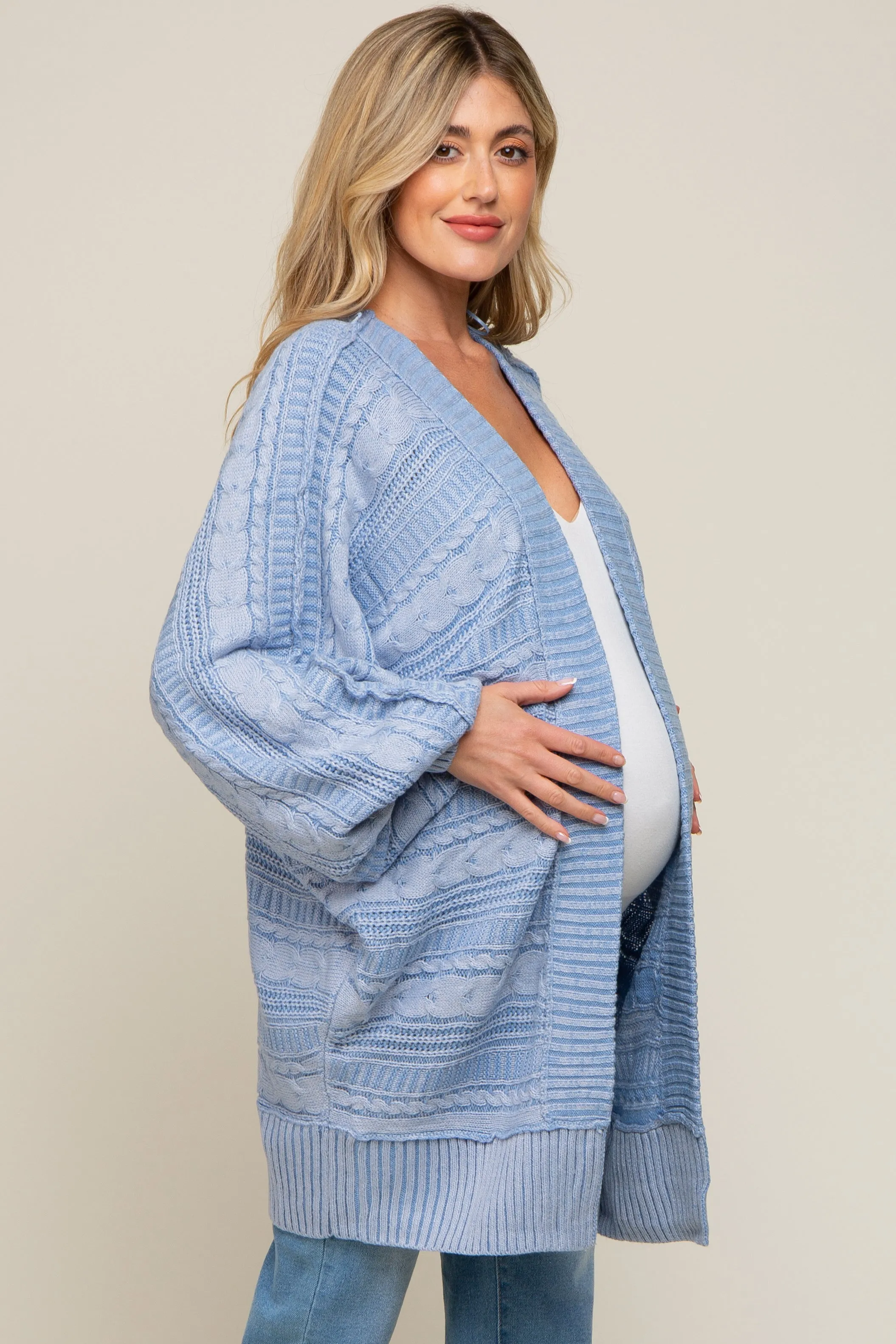 Blue Knit Maternity Cardigan sold by Pinkblush product image thumbnail 3