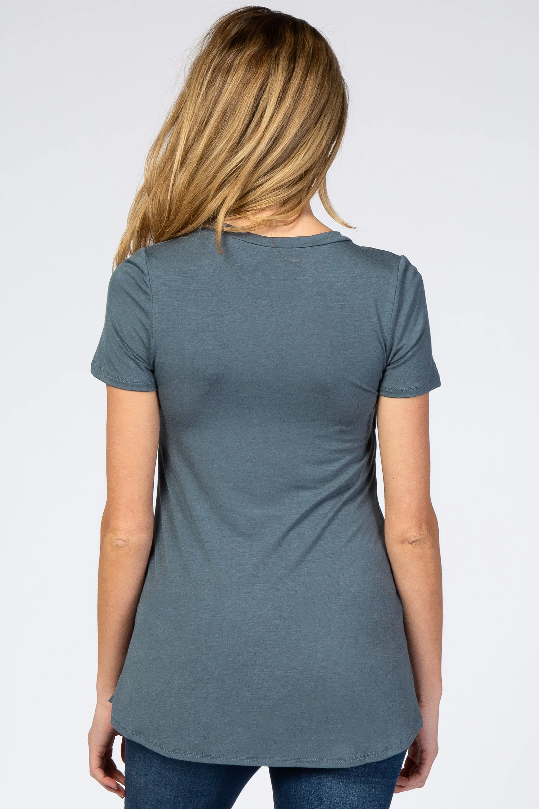 Dark Teal Layered Wrap Front Maternity Nursing Top sold by Pinkblush product image thumbnail 3