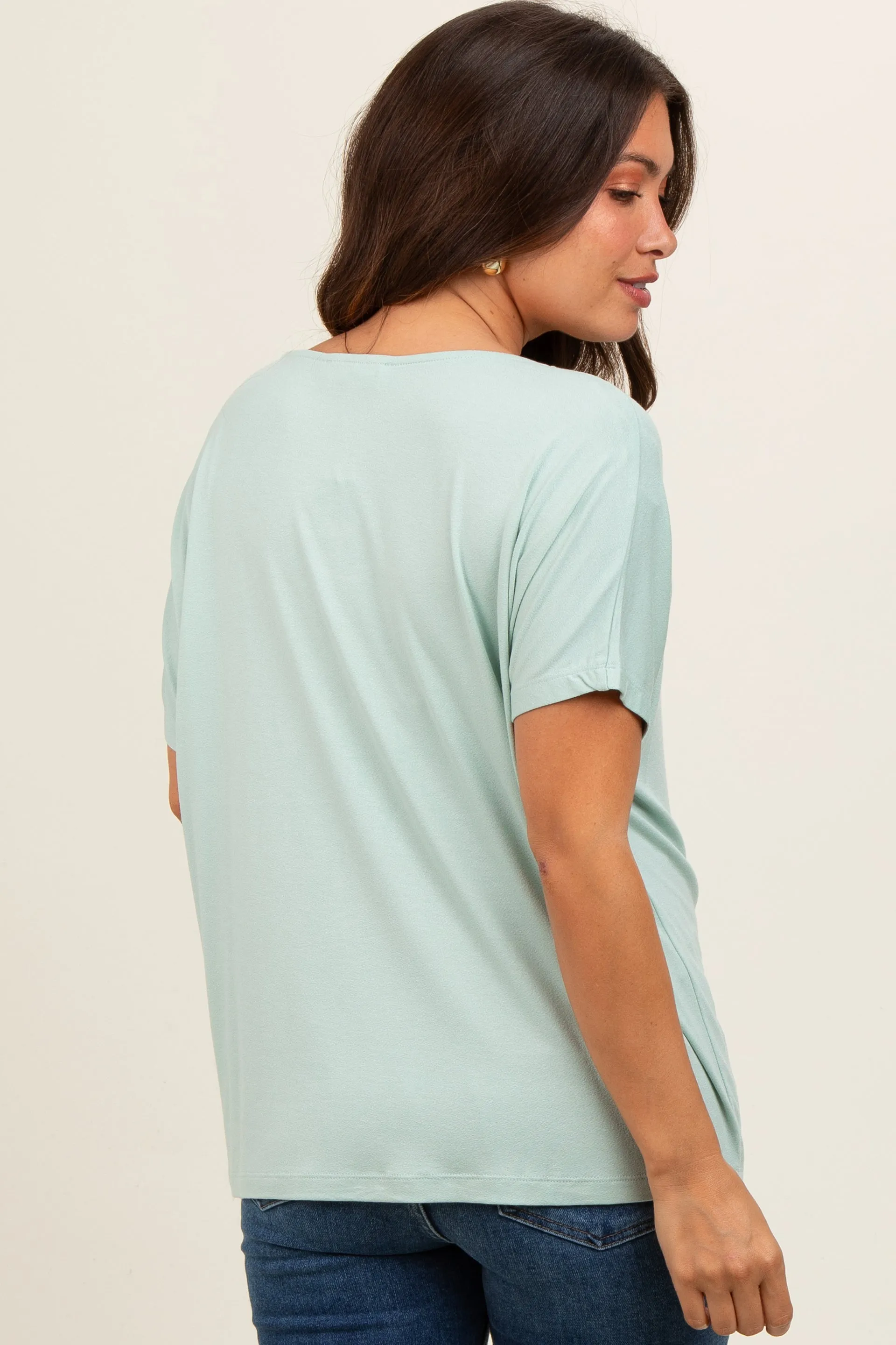 Mint Short Dolman Sleeve V-Neck Maternity Top sold by Pinkblush product image thumbnail 3