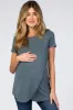 Dark Teal Layered Wrap Front Maternity Nursing Top sold by Pinkblush