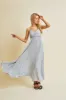 Silver Pleated Back Cutout Tie Maxi Dress sold by Pinkblush