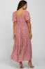 Pink Floral Floral V-Neck Ruffle Sleeve Maternity Midi Dress sold by Pinkblush