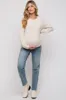 Beige Fuzzy Soft Knit Maternity Sweater sold by Pinkblush