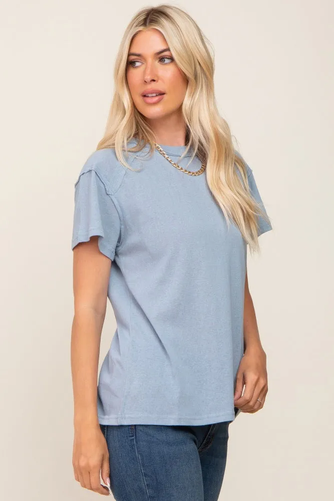 Light Blue Raw Hem Tee sold by Pinkblush product image thumbnail 2