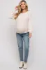 Beige Fuzzy Soft Knit Maternity Sweater sold by Pinkblush