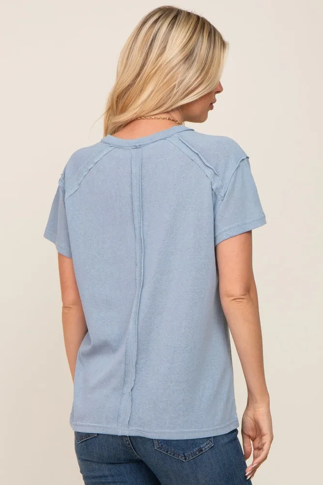 Light Blue Raw Hem Tee sold by Pinkblush product image thumbnail 3