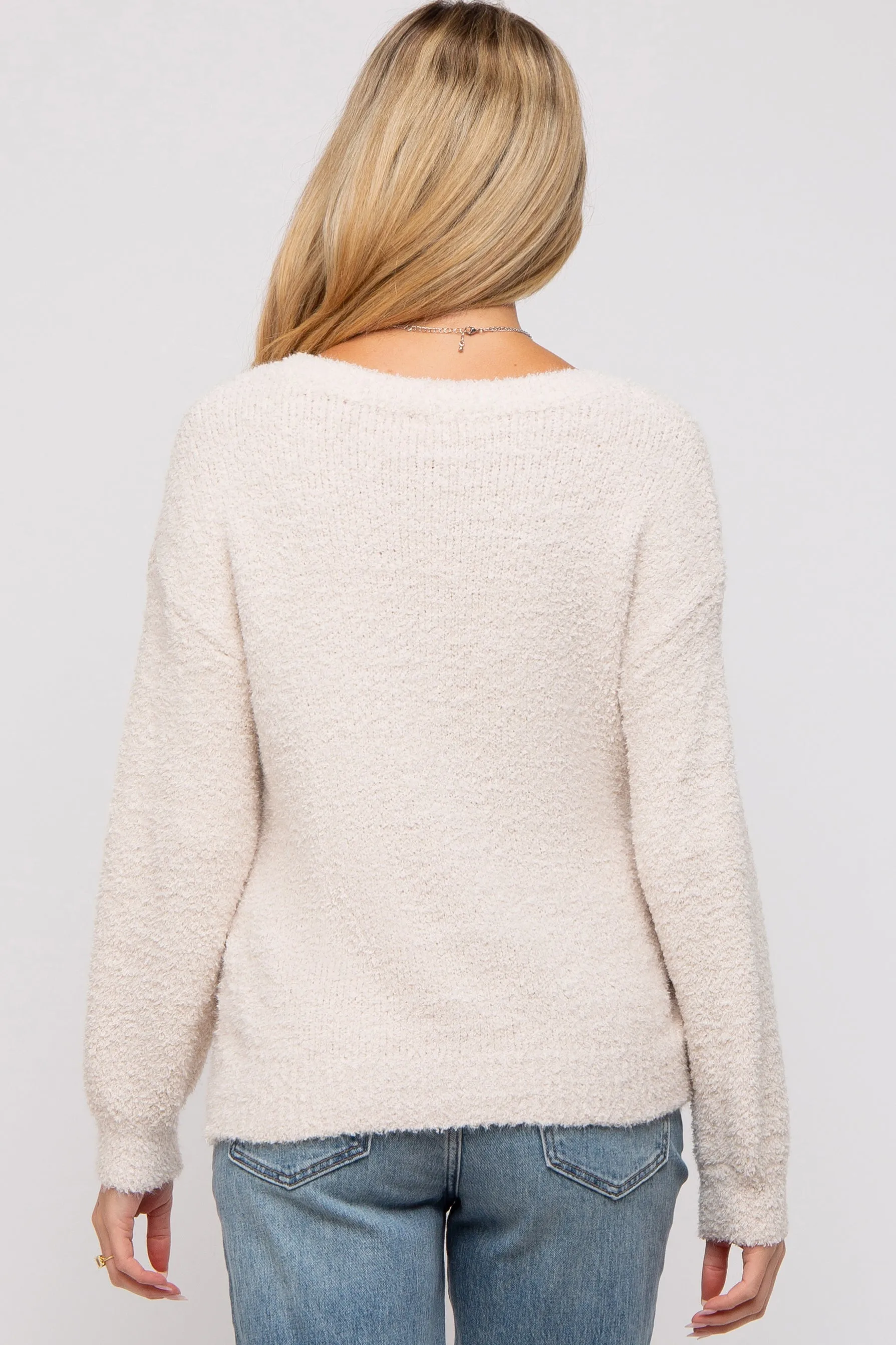 Beige Fuzzy Soft Knit Maternity Sweater sold by Pinkblush product image thumbnail 3