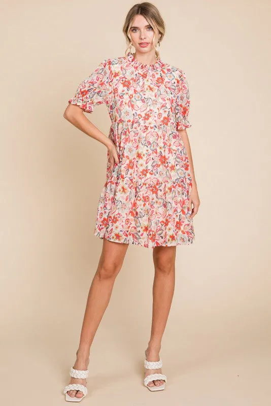 Red Floral Ruffle Accent Dress sold by Pinkblush product image thumbnail 4