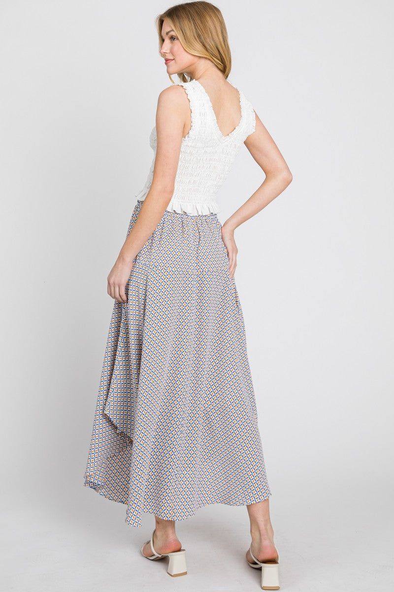Blue Pattern Flared Skirt W/ Drawstring sold by Pinkblush product image thumbnail 3