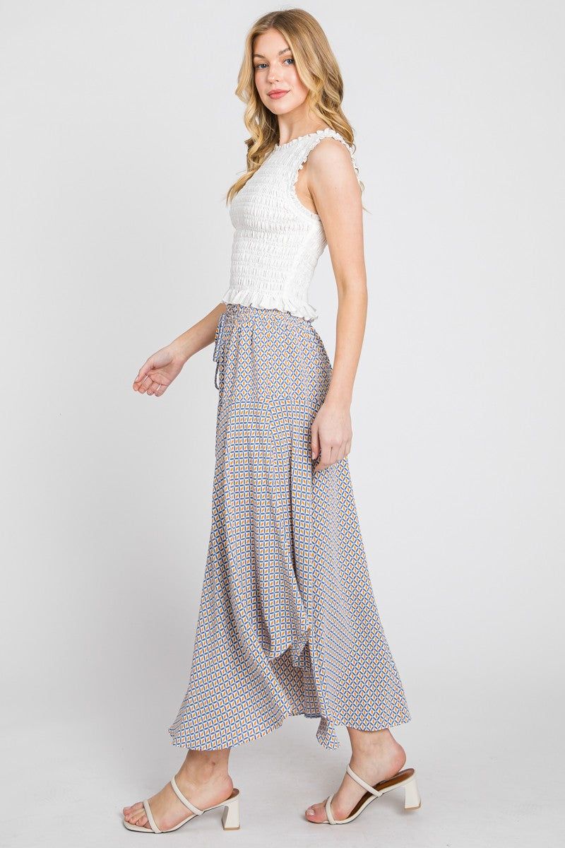 Blue Pattern Flared Skirt W/ Drawstring sold by Pinkblush product image thumbnail 2