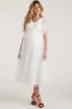 White Dotted Tulle Smocked Maternity Midi Dress sold by Pinkblush