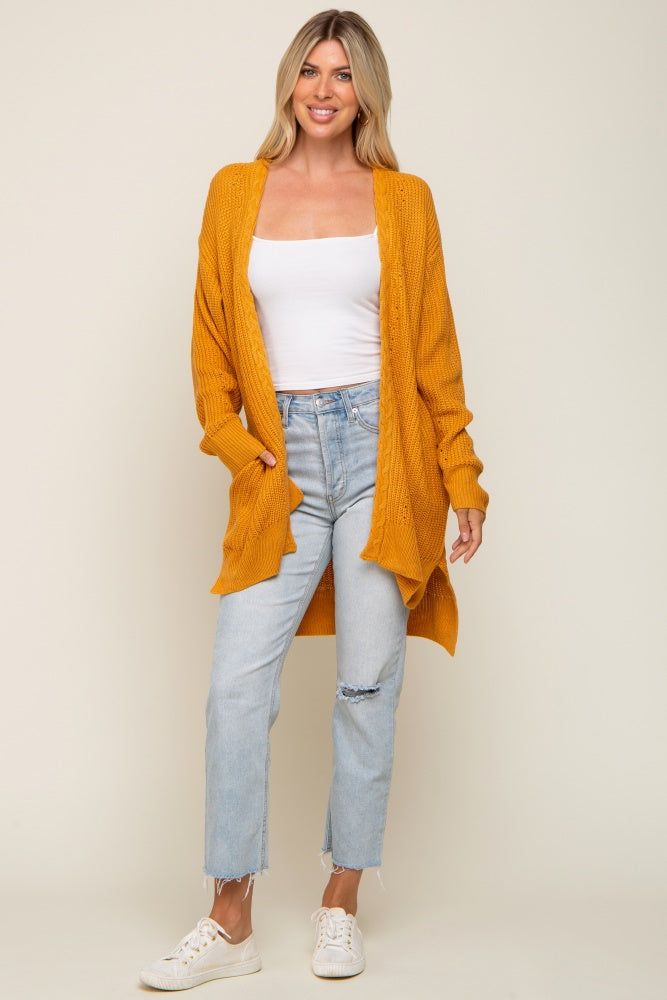 Yellow Cable Knit Accent Cardigan sold by Pinkblush product image thumbnail 4