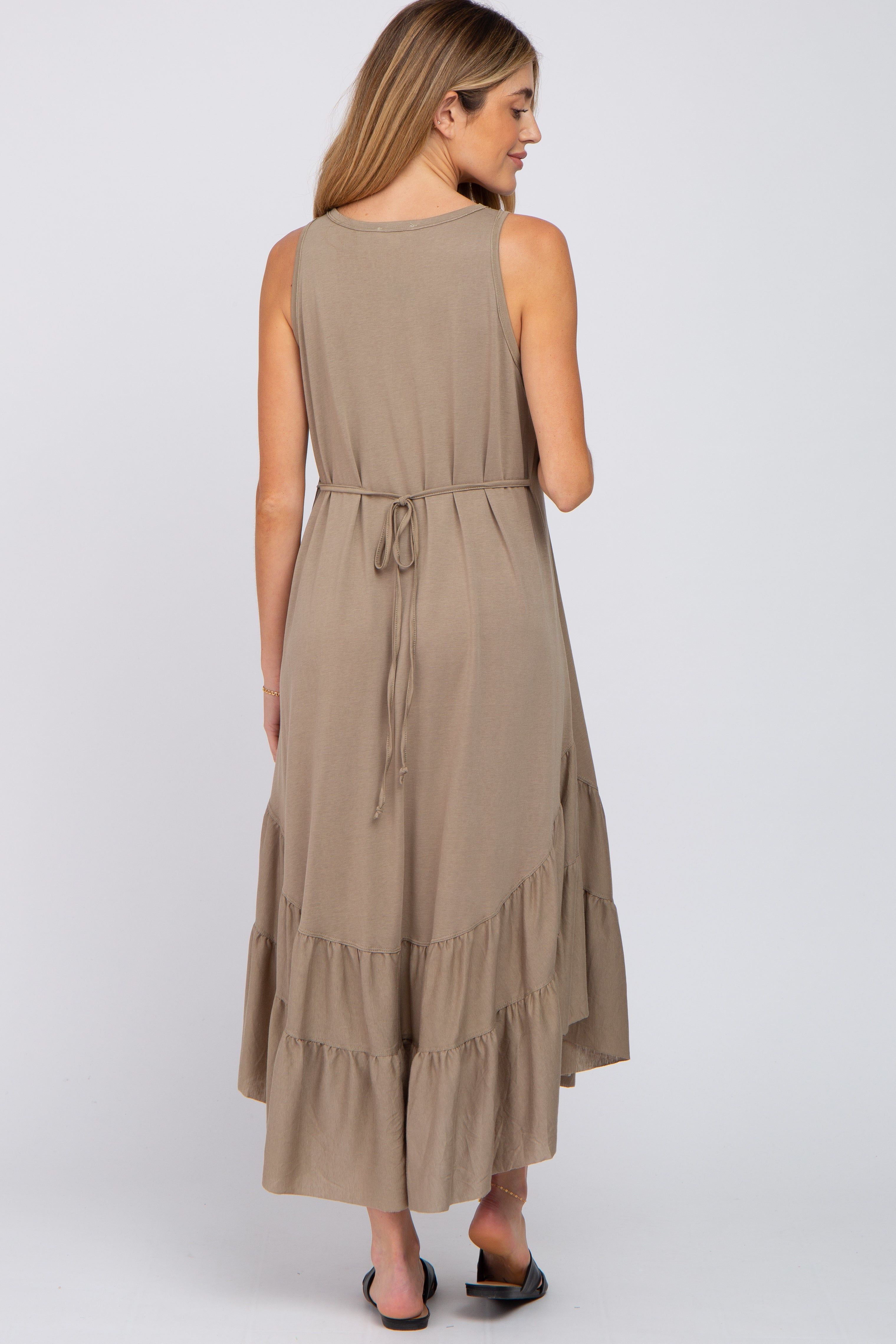Olive Ruffle Hem Maternity Midi Dress sold by Pinkblush product image thumbnail 3