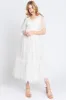 White Dotted Tulle Smocked Maternity Midi Dress sold by Pinkblush