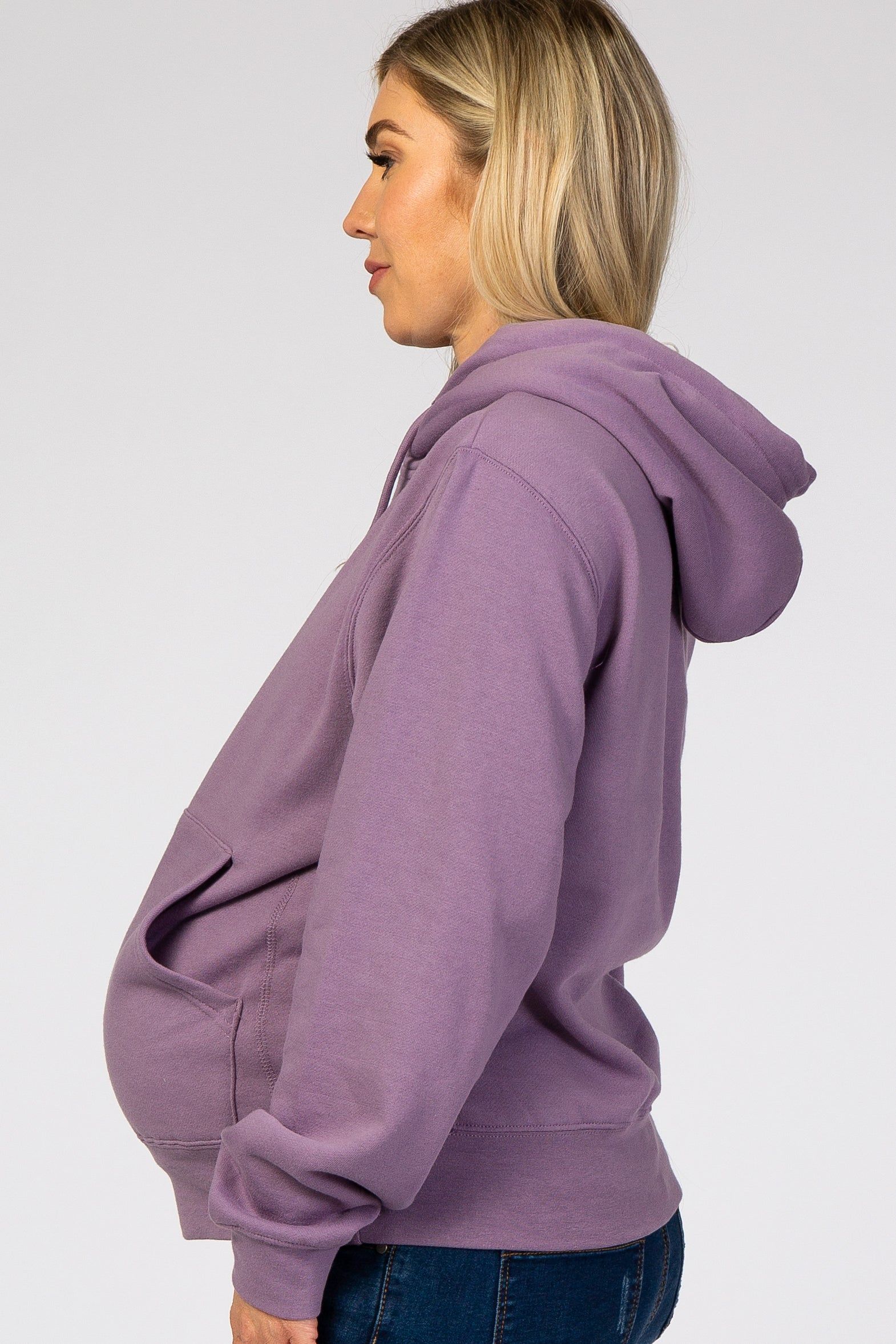 Purple Soft Fleece Maternity Drawstring Hoodie sold by Pinkblush product image thumbnail 2
