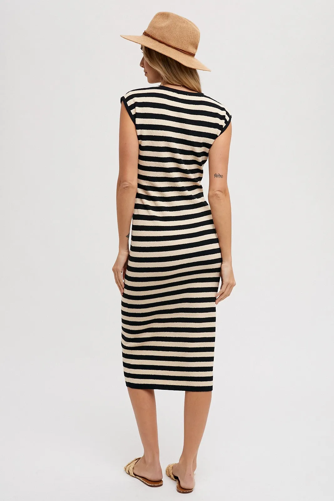 Black Striped Sleeveless Midi Dress sold by Pinkblush product image thumbnail 3
