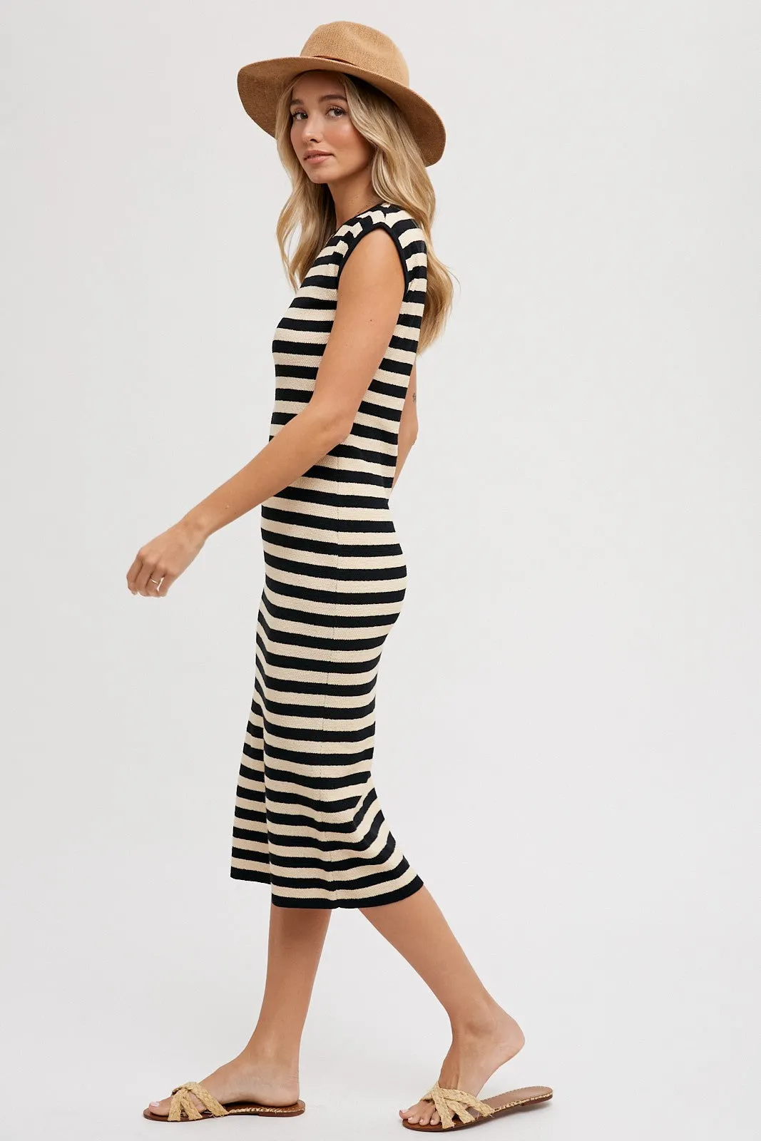 Black Striped Sleeveless Midi Dress sold by Pinkblush product image thumbnail 4
