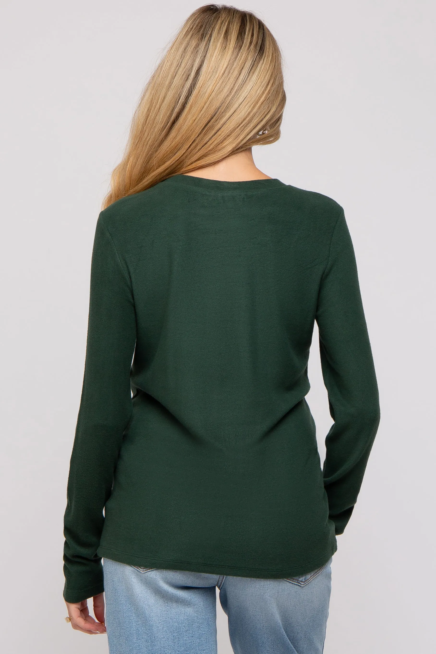 Forest Green Soft Knit Long Sleeve Maternity Top sold by Pinkblush product image thumbnail 3