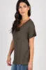 Olive V-Neck Pocket Accent Top sold by Pinkblush