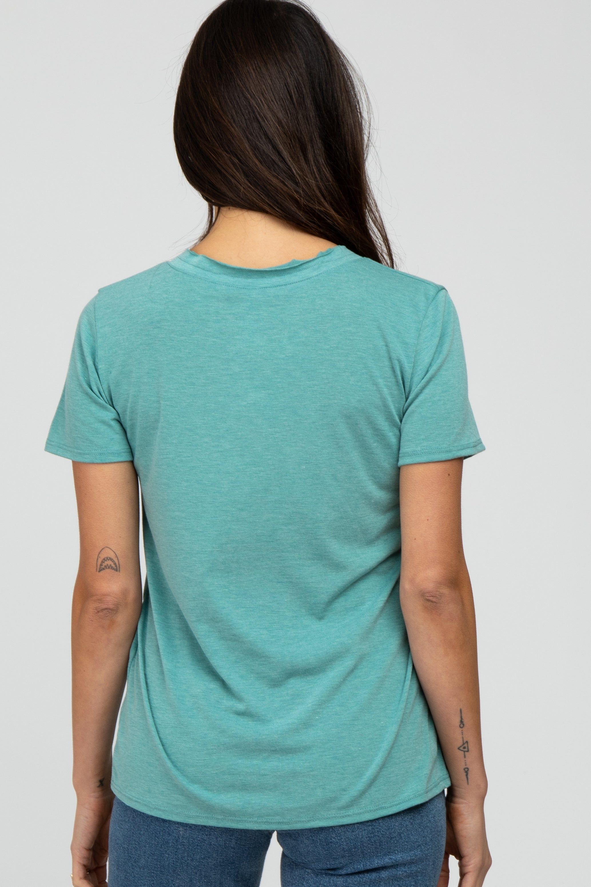 Mint Heathered V-Neck Top sold by Pinkblush product image thumbnail 3