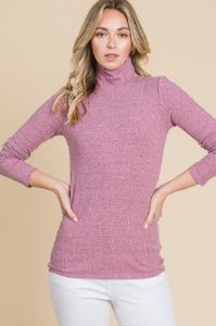 Mauve Ribbed Mock Neck Long Sleeve Maternity Top sold by Pinkblush
