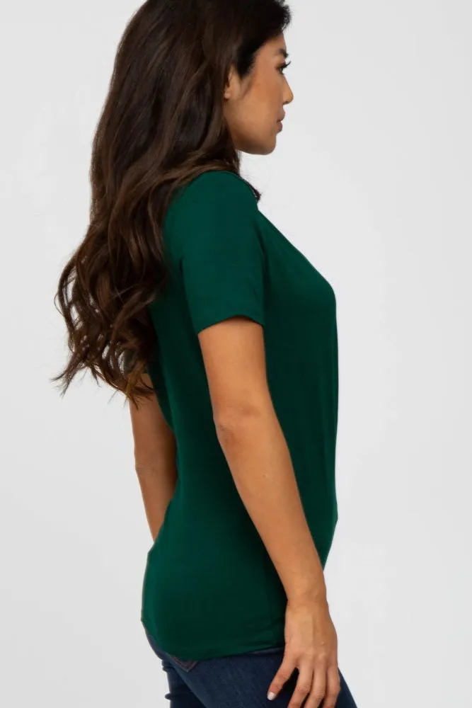 Forest Green Solid Short Sleeve Wrap Front Nursing Top sold by Pinkblush product image thumbnail 2