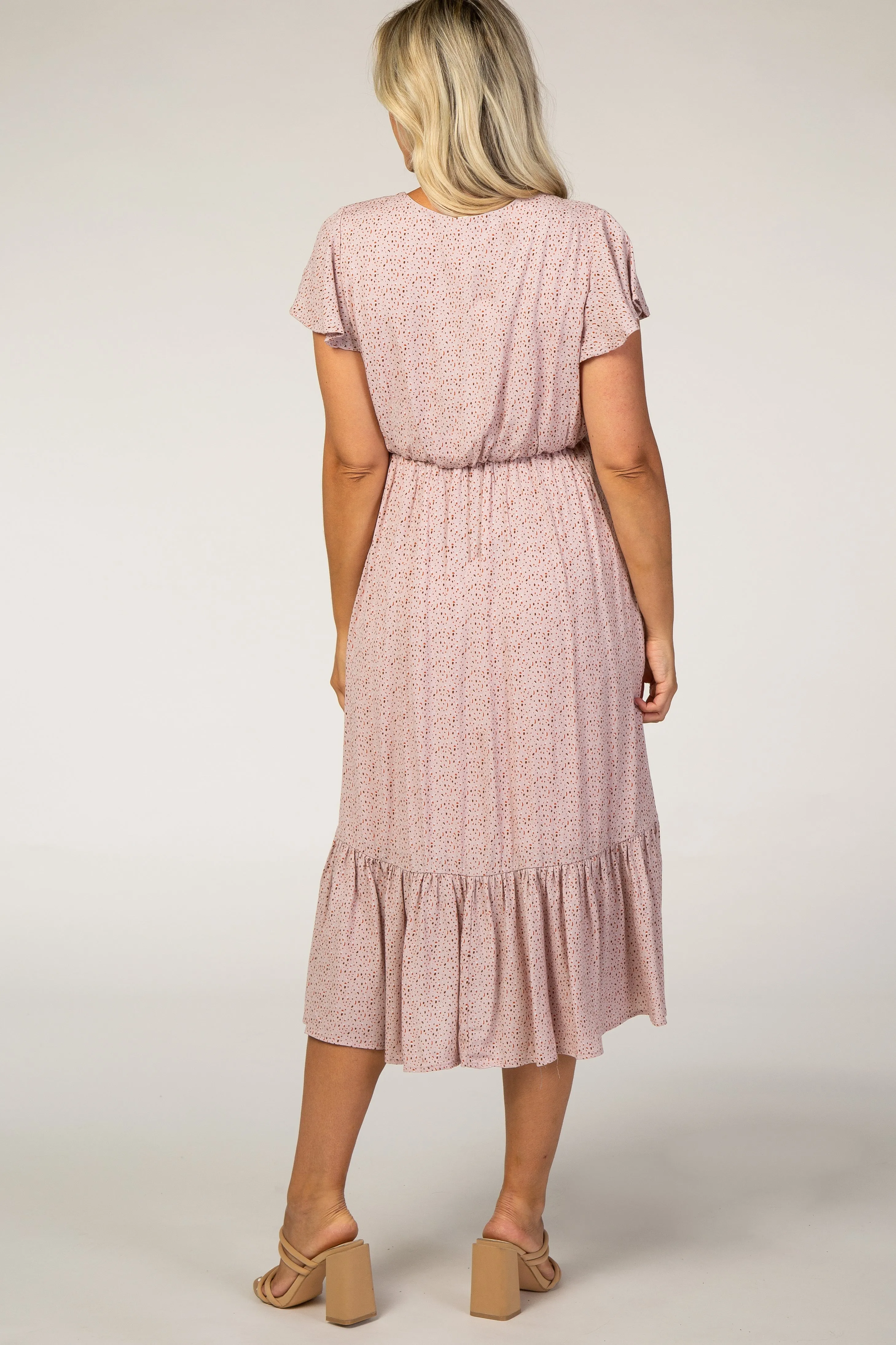 Pink Dot Print Ruffle Maternity Midi Dress sold by Pinkblush product image thumbnail 3