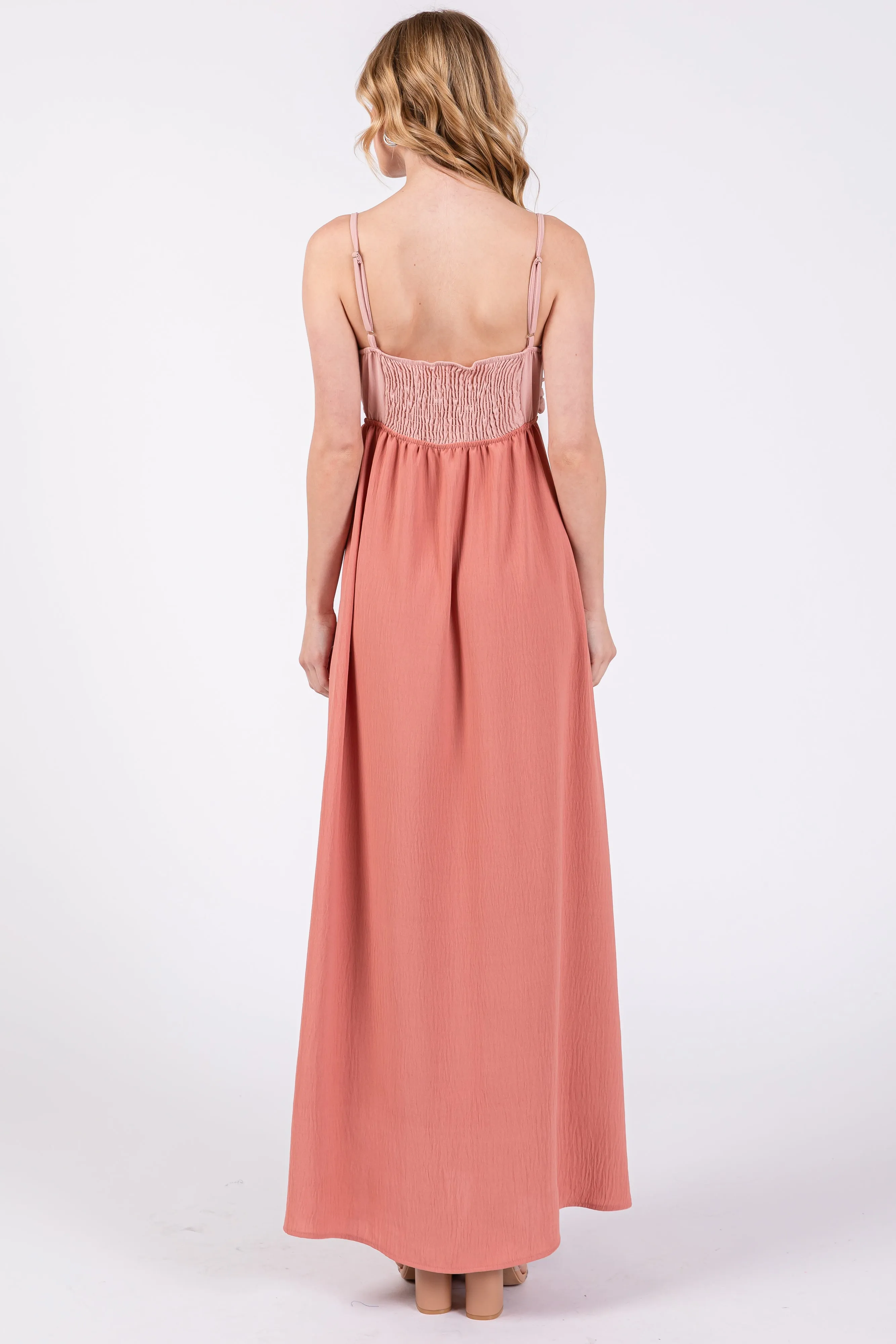 Mauve Color Block Front Cutout Sleeveless Midi Dress sold by Pinkblush product image thumbnail 4