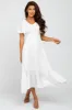 Ivory Smocked V-Neck Midi Dress sold by Pinkblush