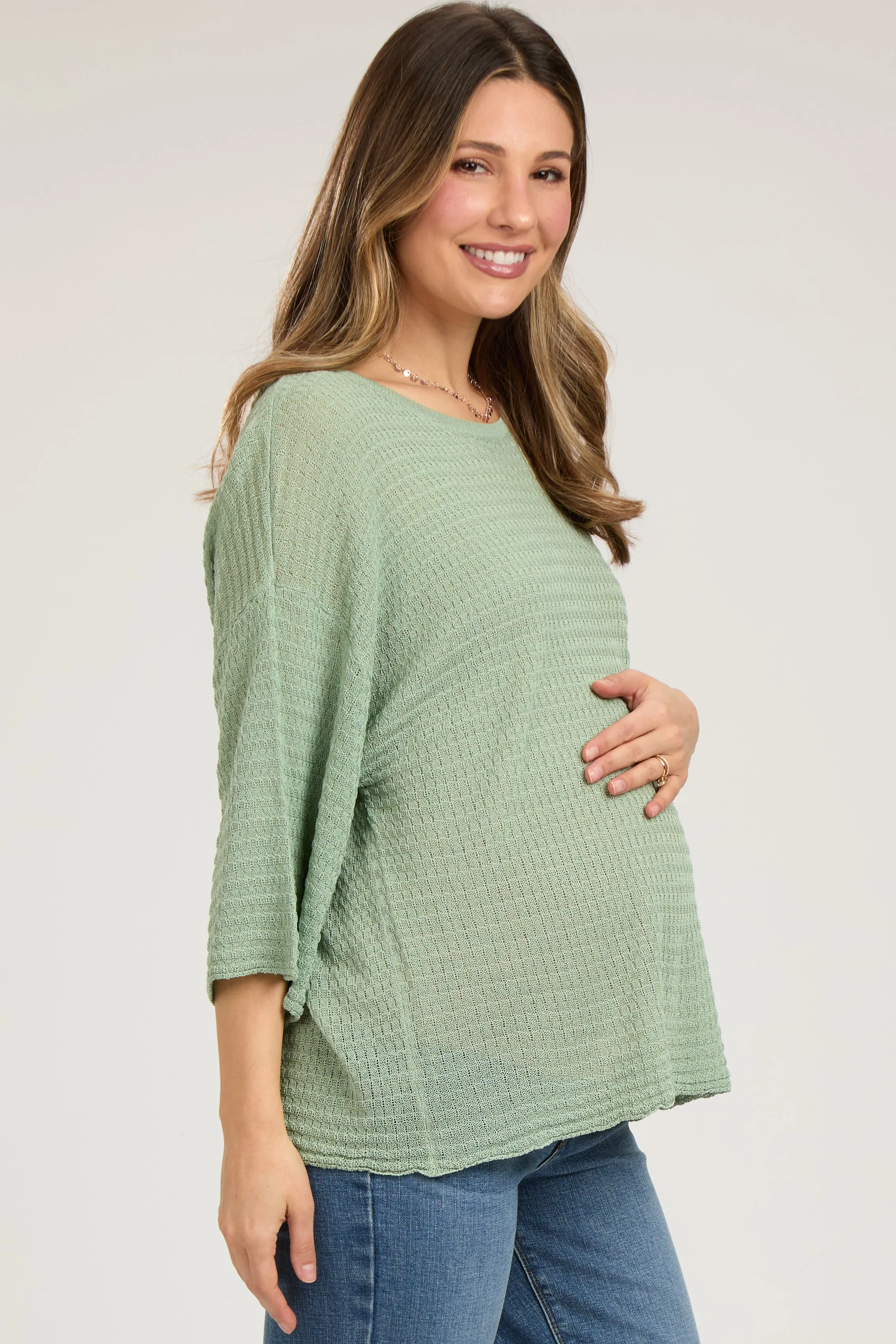 Mint Green Knit Maternity Short Sleeve Top sold by Pinkblush product image thumbnail 3