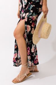 Black Floral Halter Side Slit Maxi Dress sold by Pinkblush