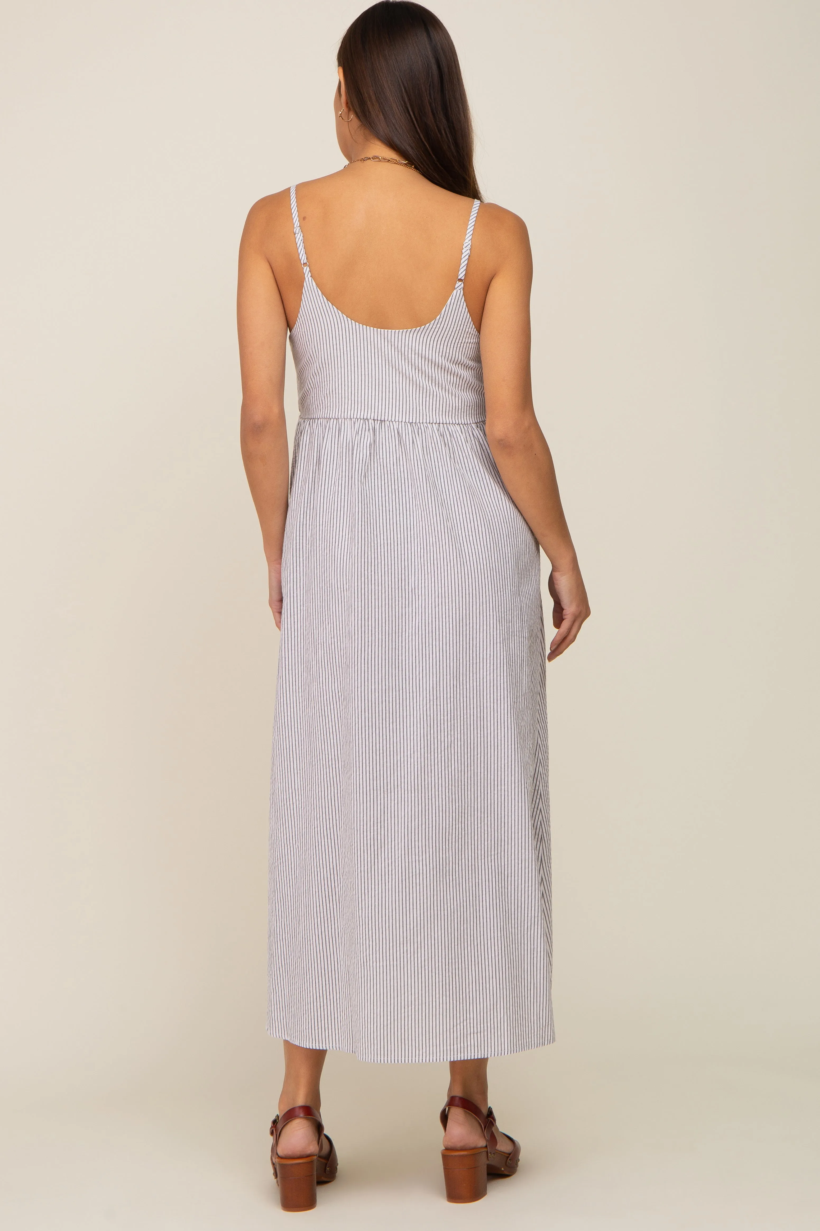 Light Blue Striped Embroidered Maternity Midi Dress sold by Pinkblush product image thumbnail 3