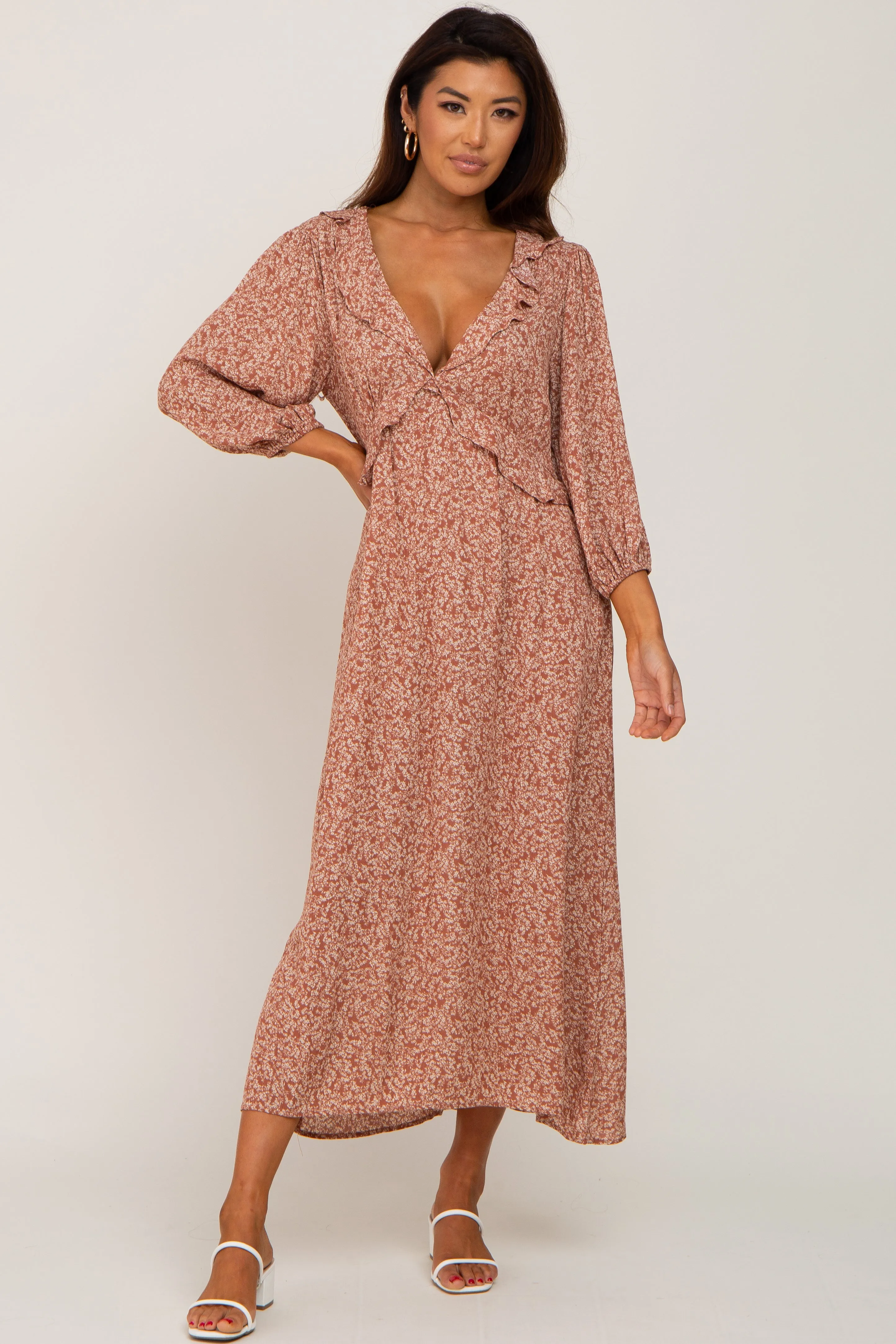 Charcoal Printed Cropped Wide Leg Maternity Jumpsuit sold by Pinkblush product image thumbnail 2